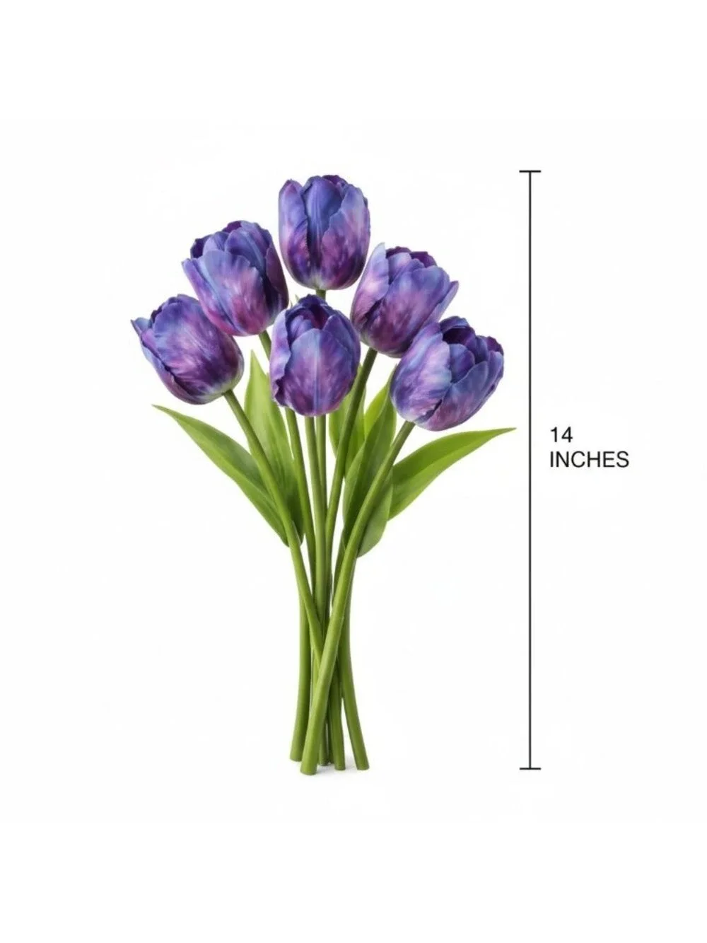 Purple Real Touch Artificial Tulip Bouquet, 6 Stem 14 Inch Faux Flowers, Fall We